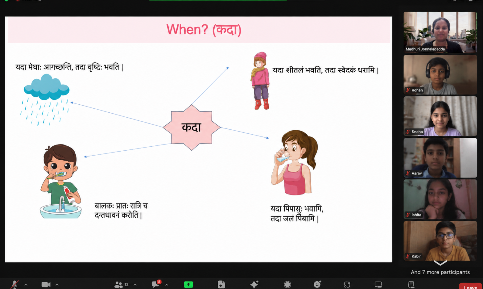 Students engaged in an interactive Sanskrit lesson
